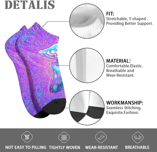 Vista 7 de devor Mens Socks Crew Low Cut Socks for Men's Low Cut Socks Trendy Mushrooms Funny Mushrooms Magic Mushrooms Plant Forest Sock