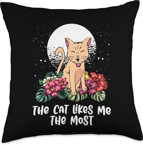 Vista 4 de The Cat Likes Me the Most Cat Mom Funny Cat Dad Humor Throw Pillow