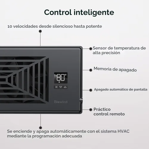 Vista 4 de BIOWIND Ventilador silencioso de refuerzo de registro se adapta a agujeros de registro de 4" x 10", ventilador de salida de aire acondicionado de 10