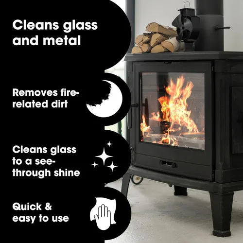 Vista 2 de Furniture Clinic Limpiador de Cristal y Metal para Estufa - Para Puertas de Vidrio de Quemador de Troncos y Chimenea - Elimina Hollín, Suciedad
