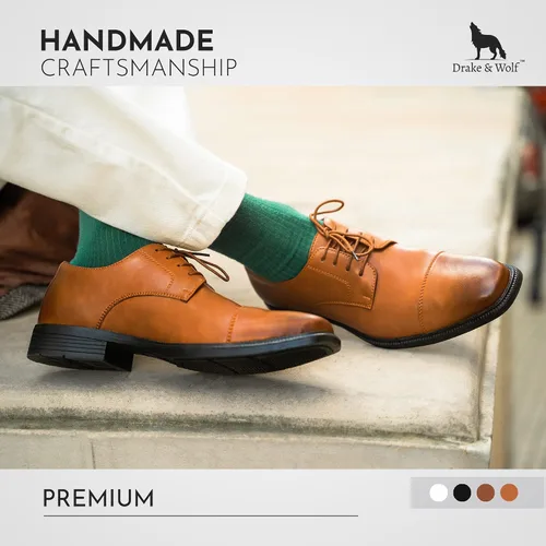 Vista 7 de Drake & Wolf Handmade Mens Oxford Shoes - Mens Dress Shoes - Classic Manmade Microfiber Leather Oxfords for Men Casual Dress Shoes - Comfortable
