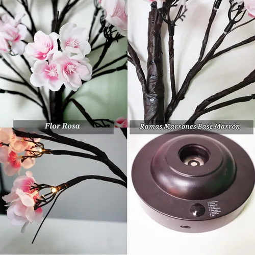 Vista 7 de FUCHSUN - Lámpara de árbol artificial iluminada de cerezo de 18 pulgadas