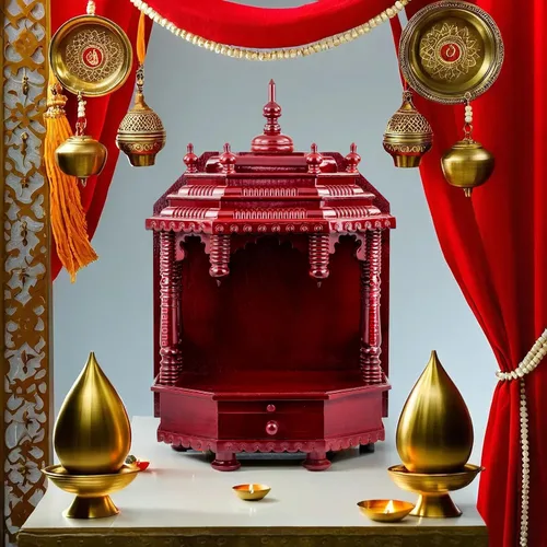 Vista 7 de Nagina International Templo de madera hecho a mano premium Mandir indio de madera Madir de madera de Sheesham (barniz oscuro)