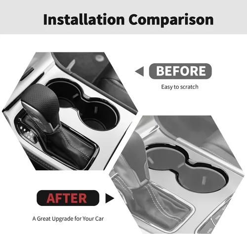 Vista 2 de Marco de Cubierta de Portavasos Accesorios Decorativos de Interior para Jeep Grand Cherokee 2011-2021 (Negro)