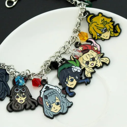 Vista 6 de KANGSHUN Genshin Impact Charm Pulsera de juego de joyería de dibujos animados, regalos de metal para fanáticos, mujeres, niñas y hombres, Sin gemas.