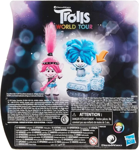 Vista 3 de DreamWorks Trolls World Tour Rock City Bobble con 2 figuras, 1 con base Bobble Action Plus, juguete inspirado en The Movie Trolls World Tour