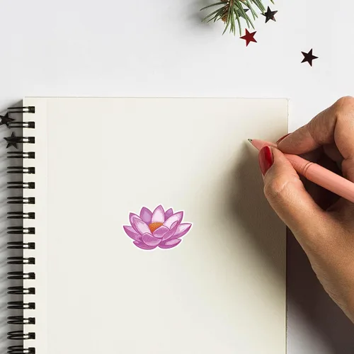 Vista 3 de Calcomanías de flores de loto de 1 pulgada para álbumes de recortes, artes, manualidades, manualidades para niños, calendarios, diarios, paquete