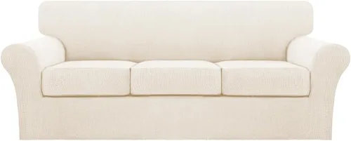 Vista 70 de Turquoize 2 fundas para sillas de sala de estar, funda de sofá con fundas de cojín individuales, funda de muebles para sillas (silla, beige biscotti)