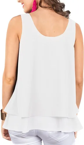 Vista 2 de Floral Find Blusa sin mangas de gasa para mujer, sin mangas, cuello redondo