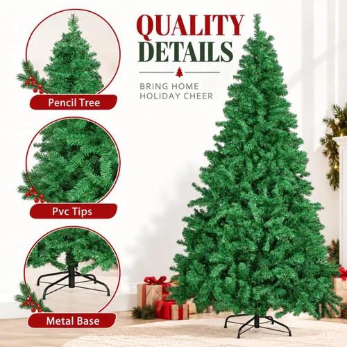 Vista 4 de Árbol de Navidad artificial de 7 pies, pino navideño realista para el hogar 7ft Verde