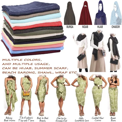 Vista 6 de Iristide Bufandas de verano para mujer, grandes, largas, ligeras, de lino, gasa, para playa, 75 x 43 pulgadas