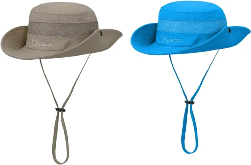 Vista 22 de Sombrero de sol para niños con protección solar UPF 50+, sombrero de pescador para niños y niñas, ala ancha, verano, playa, pesca, safari, sombrero