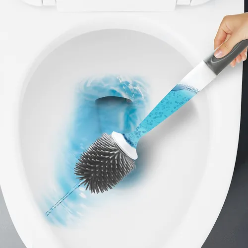 Vista 4 de Cepillo limpiador de inodoro de silicona, kit de cuenco de limpieza de baño, cepillo de inodoro de montaje en pared, cepillo de inodoro recargable