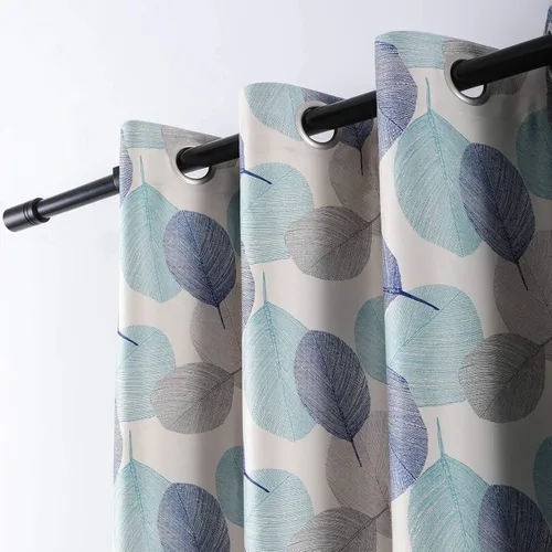 Vista 4 de Leeva Cortinas opacas para puerta corredera, cortinas de bloqueo de luz con hojas de serie azul, cortinas pesadas para ventanas de guardería, 2