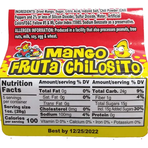 Vista 3 de Caramelo Seco Fruta Chilosito de Mango Seco Sellado para Seguridad y Frescura 5 oz
