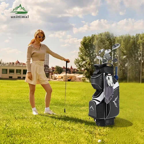 Vista 9 de UNIHIMAL Bolsa de carrito de golf de 14 vías con divisor de longitud completa, bolsa de golf de piel sintética de alta calidad con parte superior