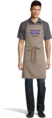 Vista 12 de Delantal personalizado con texto en inglés "Add a name", diseño bordado, unisex, extra largos, delantales para adultos, 23 pulgadas de ancho x 34