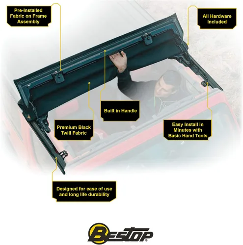 Vista 17 de Capota desplazable para automóvil, de Bestop, diamante negro, Negro