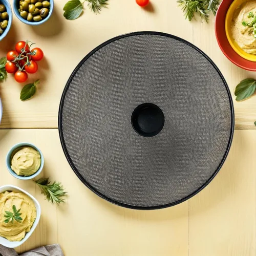 Vista 8 de Mikinona Protector contra salpicaduras de aceite de 13 pulgadas para sartén y olla, malla de acero inoxidable, protector contra salpicaduras de Negro