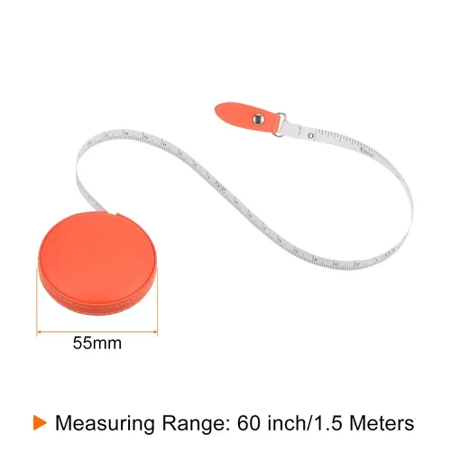 Vista 2 de HARFINGTON Cinta métrica retráctil redonda de 59.1 in/60 pulgadas, funda de cuero suave, tamaño de bolsillo para cuerpo, tela, medidas de costura