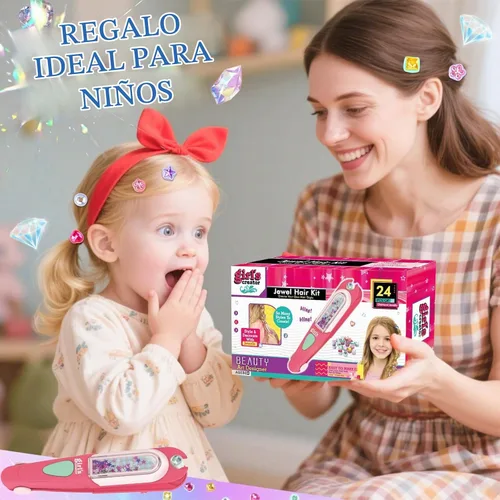 Vista 6 de Aooess - Juego de herramientas de peinado para niñas, sello de gemas para el cabello, 24 diamantes de imitación