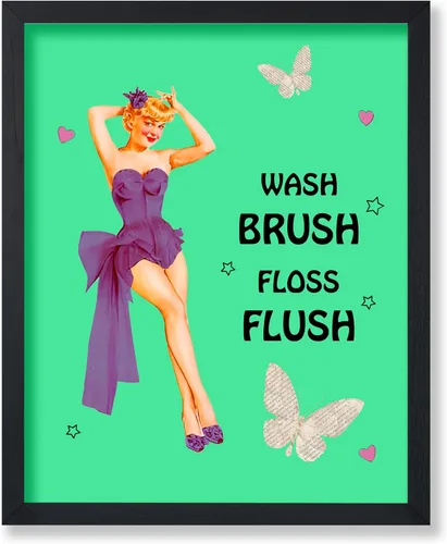 Vista 72 de Poster Master Pin Up Girl Poster - Better Late Than Ugly Print - Butterfly Art - Modern Art - Trendy Art - Gift for Men & Women - Funny Decor for