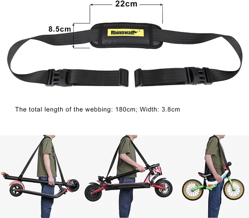 Vista 2 de Rhinowalk Correa de hombro para scooter ajustable Kick Scooter Correa de transporte con almohadilla para el hombro para scooter eléctrico Bicicleta