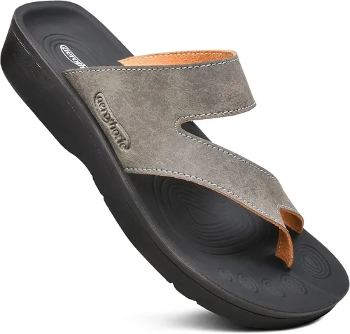 Vista 10 de AEROTHOTIC - Sandalias con soporte de arco cómodas para mujer, con punta dividida, estilo elegante, con almohadilla y correa, con plantilla