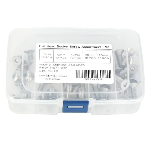 Vista 3 de M6-1.0 x 10/12/16/20/25mm Flat Head Socket Cap Screws, Allen Socket Drive, DIN 7991, Stainless Steel 18-8 (304), Bright Finish, 50 PCS