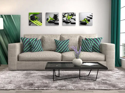 Vista 4 de Biufo Lienzo decorativo para pared, diseño de piedras zen, arte de pared relajado, para baño, yoga, spa, decoración de habitación