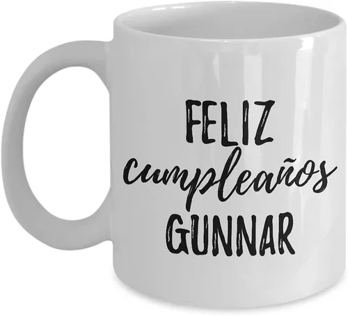 Vista 9 de Feliz Cumpleanos Gunnar Mug Spanish Happy Birthday Personalized Name Gift Coffee Tea Cup Large 15 Oz