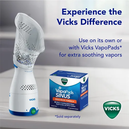 Vista 8 de Inhalador nasal Vicks - Alivio de vapor sin medicación para alergias, congestión, tos y resfriados, vaporizador vocal, calma las vías nasales