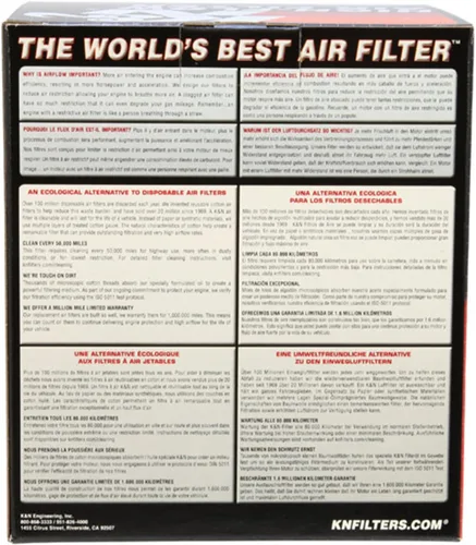 Vista 2 de K&N Filtro de aire del motor: Aumenta la potencia y la aceleración, lavable, Premium, Filtro de aire de repuesto para automóvil: compatible