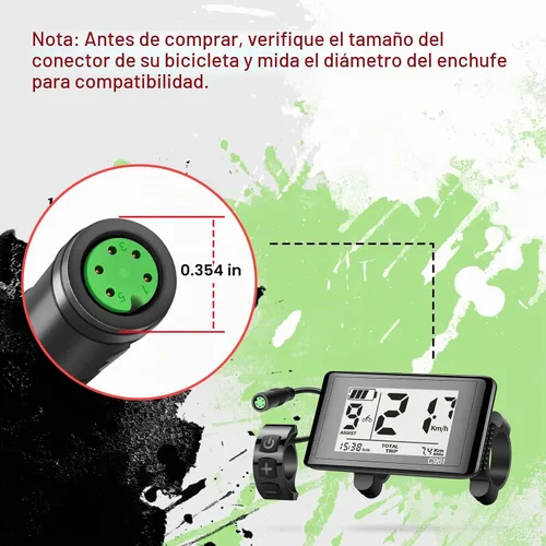 Vista 4 de Pantalla LCD Ebike hembra de 5 pines C961 para Bafang BBS01B BBS02B BBSHD Mid Drive Motor, computadora de pantalla Ebike con protocolo UART 0-9