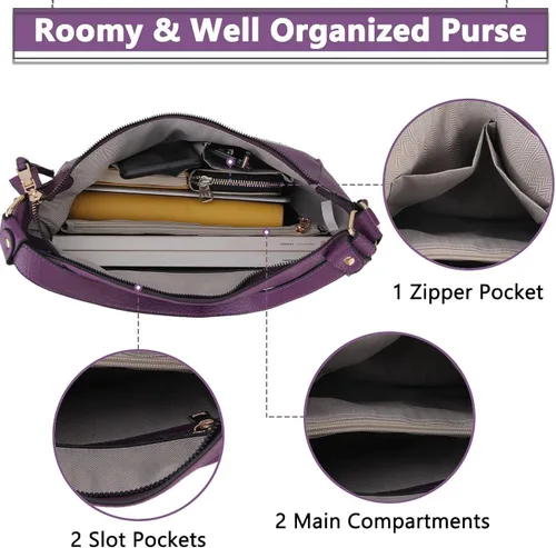 Vista 4 de VONXURY - Bolso de mano de piel sintética para mujer, bolso de hombro grande con bolsillos laterales para trabajo y viajes