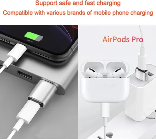 Vista 5 de KLAQQED Hub USB 3.0, divisor USB 1 en 4 salidas, extensor USB adaptador USB múltiple puerto, adaptador USB a USBC-C, adaptador USB C a USB