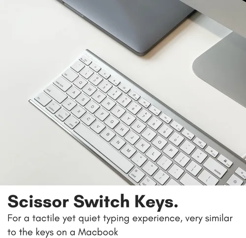 Vista 6 de Macally Teclado de computadora con cable USB ultra delgado, compatible con teclado Apple o Windows, tamaño completo con 20 teclas de teclado Mac