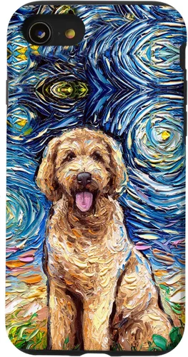 Vista 18 de Cute Goldendoodle Starry Night Doodle Dog Art by Aja Case for iPhone 17