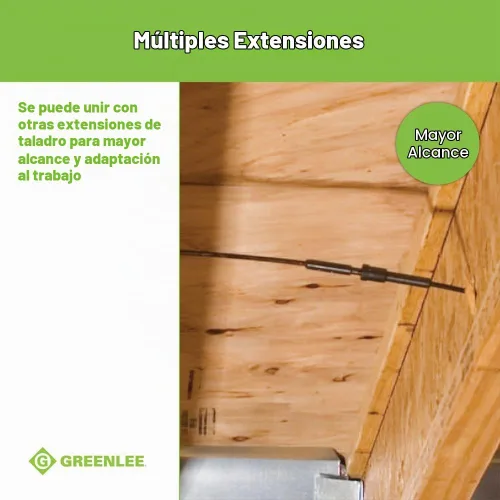 Vista 6 de Greenlee 921 Quick Change D'VersiBIT Kit de extensión de taladro flexible de 4 piezas con brocas de extensión de 18 y 36 pulgadas, broca rechoncha