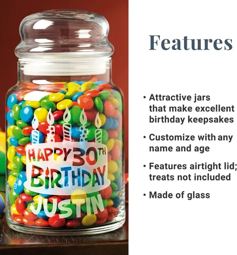 Vista 3 de Let's Make Memories Tarros de dulces de cumpleaños personalizados, recuerdo de cumpleaños, diseño de velas