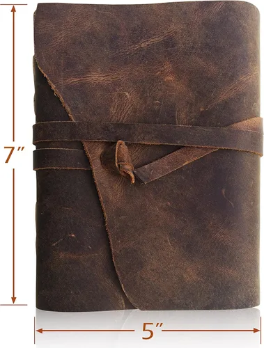 Vista 11 de Diario de cuero con papel para cuaderno rayado - MOONSTER® Diarios encuadernados en cuero para escribir para mujeres y hombres, 18x13cm Cuadernos