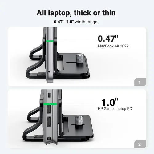 Vista 3 de UGREEN Soporte vertical para laptop para escritorio compatible con MacBook Pro, MacBook Air, soporte vertical de aluminio ajustable para portátiles