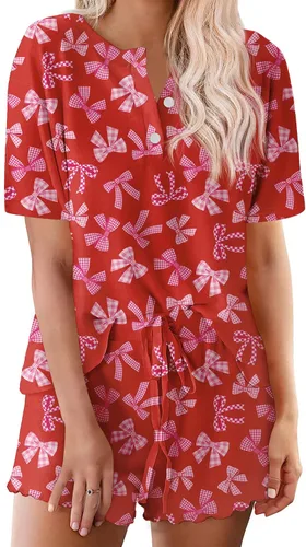 Vista 35 de Ekouaer Conjunto de pijamas teñidos con técnica tie dye para mujer, ropa de dormir, 2 piezas, conjuntos de pijamas, ropa de relajación A-tie Dye