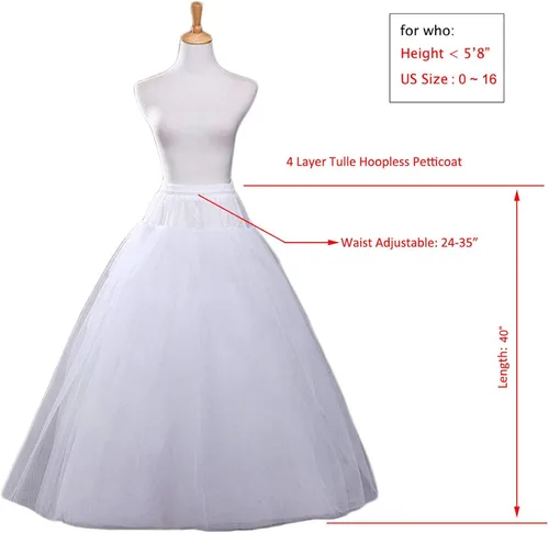 Vista 2 de CEZOM Línea A sin aros Enagua Crinoline Underskirt Slips Accesorios de Boda MPT-022 Blanco Blanco