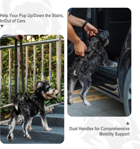 Vista 6 de OneTigris Arnés de elevación para perros pequeños XS, arnés transportador para perros pequeños, chaleco de elevación de cuerpo completo con correas