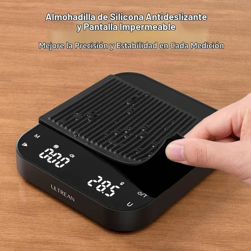 Vista 7 de Ultrean Báscula de café de 5.9 pulgadas, báscula de café recargable con temporizador, precisión de 6.6 lbs/0.00 oz para verter y gotear, báscula