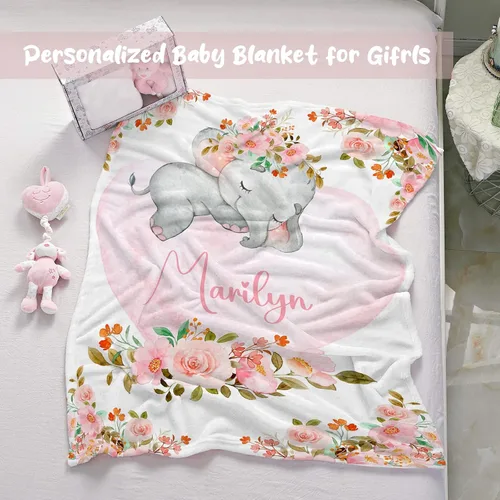 Vista 2 de Manta de bebé personalizada para niñas y niños, manta de bebé personalizada con nombre, mantas de regalo personalizadas súper suaves para niños