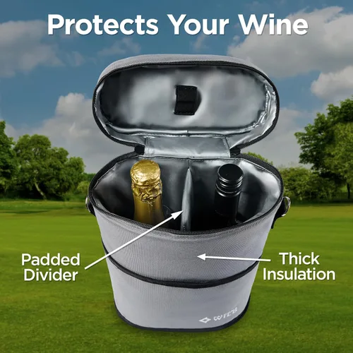 Vista 4 de Falcona Wild Bolsa enfriadora de vino más dos fundas para enfriar – Capacidad para 2 botellas – Mantiene las bebidas frías durante horas – Se adapta