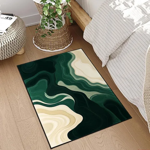 Vista 5 de Alfombra de entrada lavable verde de 2 x 3 pies, alfombra decorativa de mármol abstracto, alfombra pequeña antideslizante para puerta de entrada