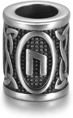 Vista 28 de 5 cuentas vikingas de acero inoxidable, cuentas espaciadoras de metal, cuentas espaciadoras de agujero grande, cuentas de tubo de plata antigua